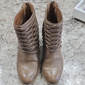 Chic Brown Ankle Booties with Strap Detail